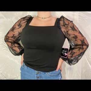 Lace sleeve dress up shirt